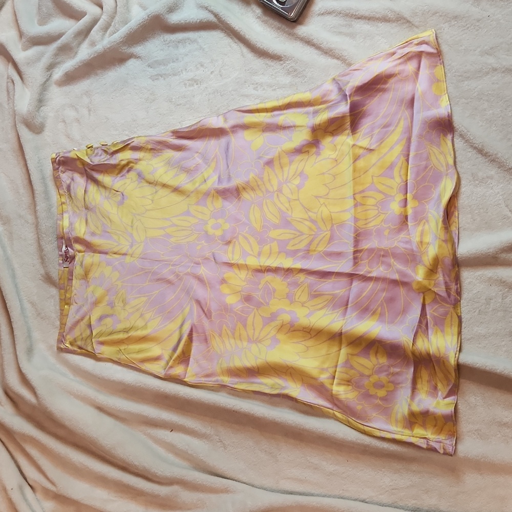 Sentier lilac and yellow floral print skirt